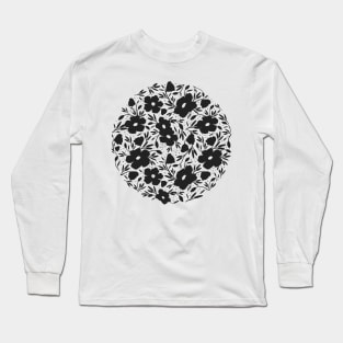 Black and white floral pattern Long Sleeve T-Shirt